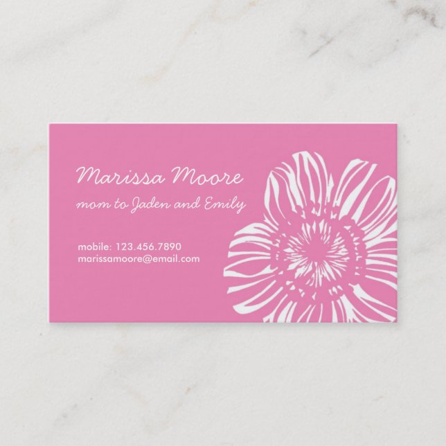 White Flower on Pink Card (Front)