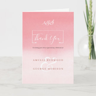 White Flower Over Pink Gradient Background Thank You Card