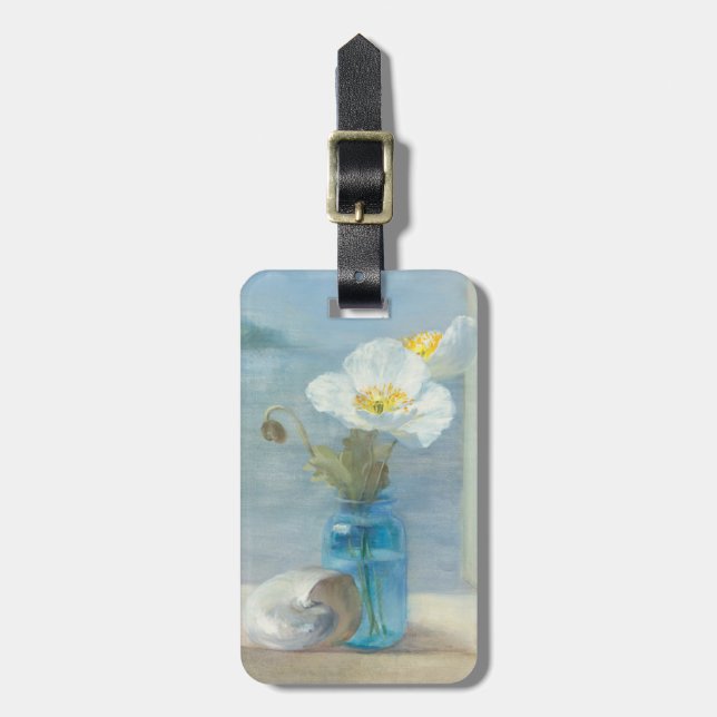 White Flower Overlooking the Sea Luggage Tag (Front Vertical)