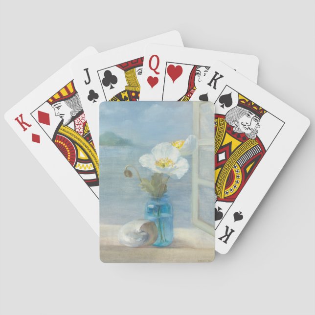 White Flower Overlooking the Sea Playing Cards (Back)