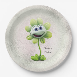 White Flower Paper Plate