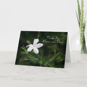 White Flower Parents  Wedding Day Thank You Card