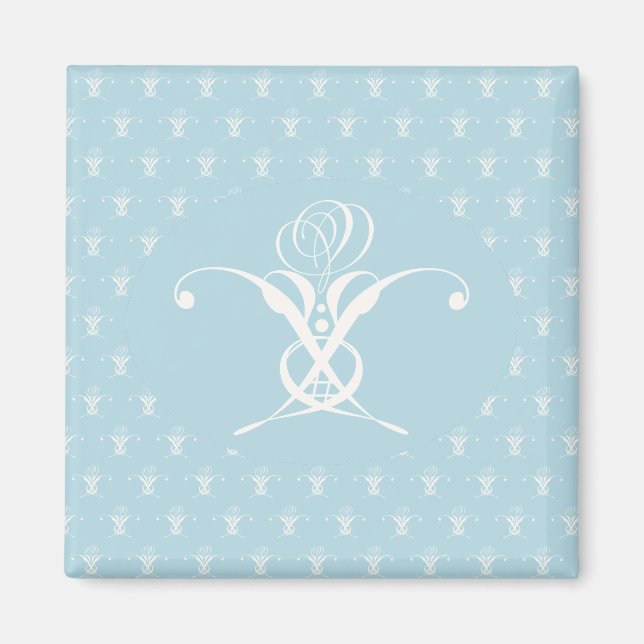 White Flower Pastel Blue Easter Magnet (Front)