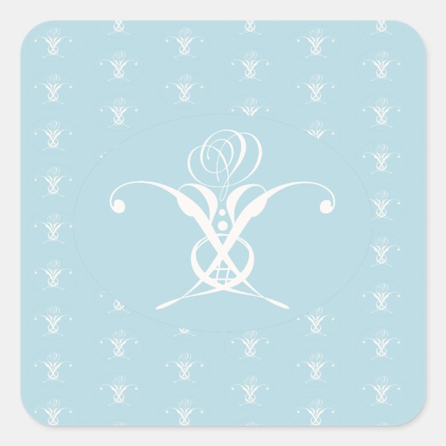 White Flower Pastel Blue Easter Square Sticker (Front)