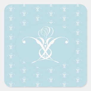 White Flower Pastel Blue Easter Square Sticker