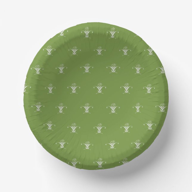 White Flower Pastel Green Easter Paper Plate (Front)