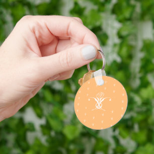 White Flower Pastel Orange Easter Key Ring