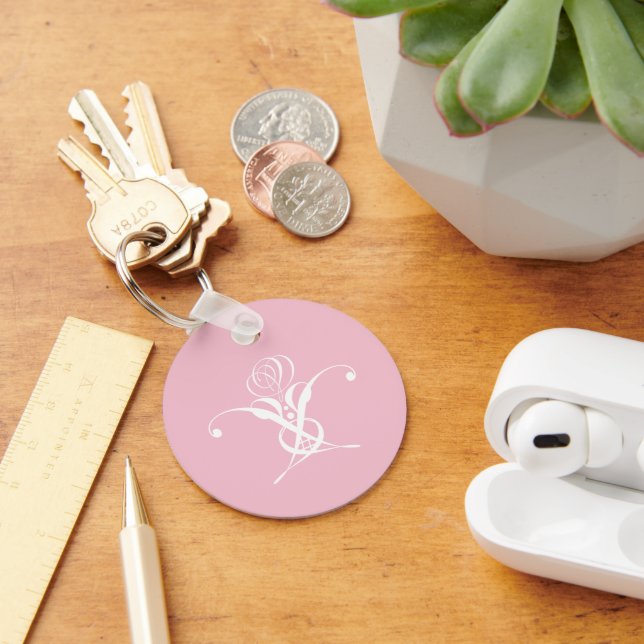 White Flower Pastel Pink Easter Key Ring (Desk)