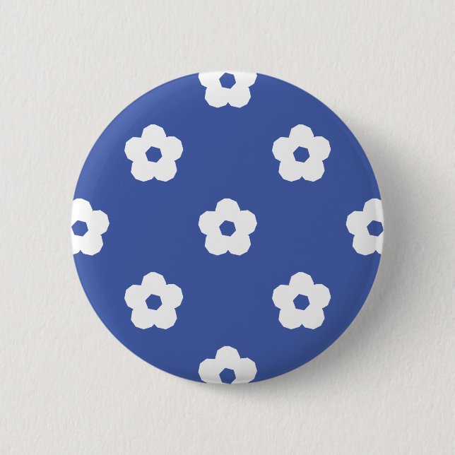 White Flower Pattern 6 Cm Round Badge (Front)