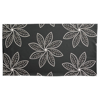 White Flower Pattern on Black Pillowcase