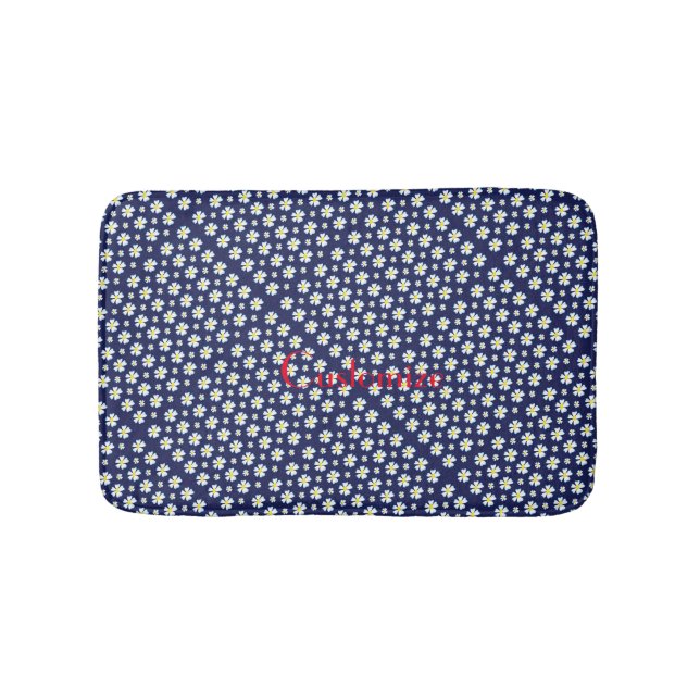 White Flower Pattern Thunder_Cove Bath Mat (Front)