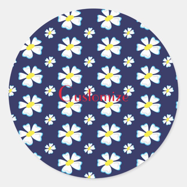 White Flower Pattern Thunder_Cove  Classic Round Sticker (Front)