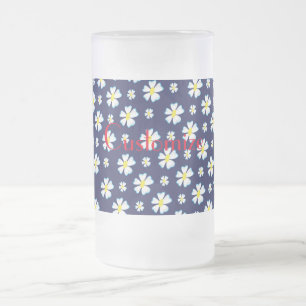 White Flower Pattern Thunder_Cove Frosted Glass Beer Mug
