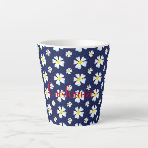 White Flower Pattern Thunder_Cove Latte Mug