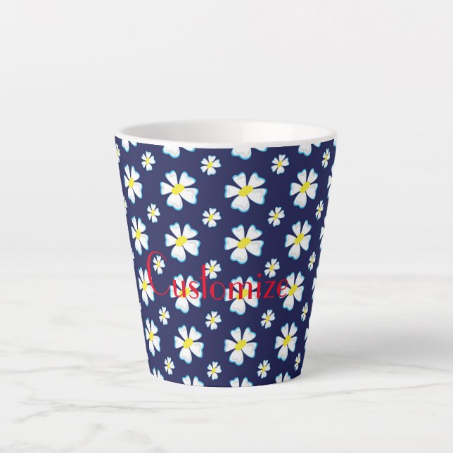 White Flower Pattern Thunder_Cove  Latte Mug (Front)