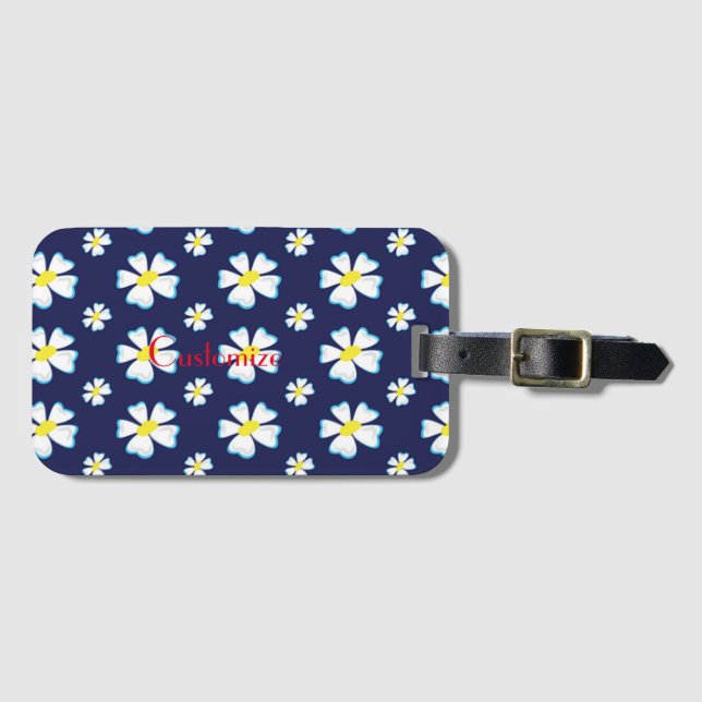 White Flower Pattern Thunder_Cove Luggage Tag (Front Horizontal)