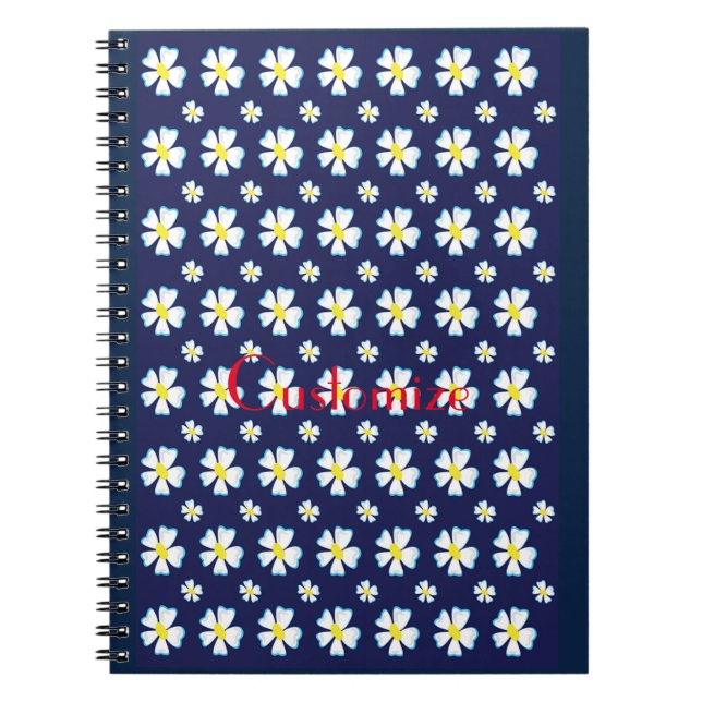 White Flower Pattern Thunder_Cove  Notebook (Front)