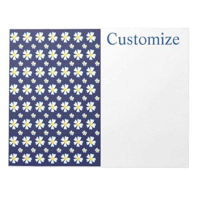 White Flower Pattern Thunder_Cove  Notepad (Front)
