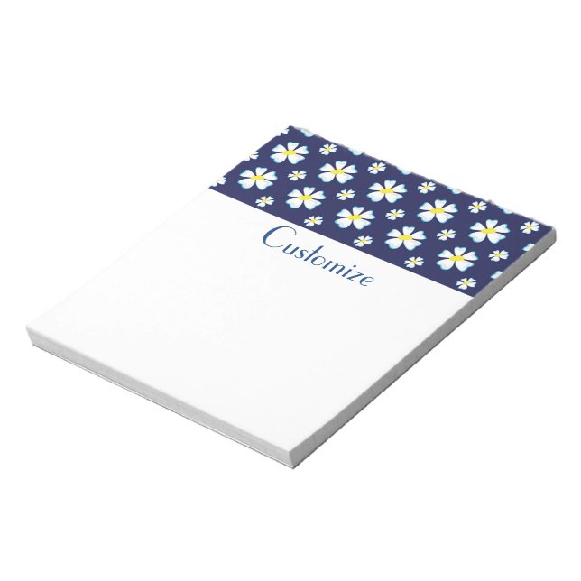 White Flower Pattern Thunder_Cove Notepad (Rotated)