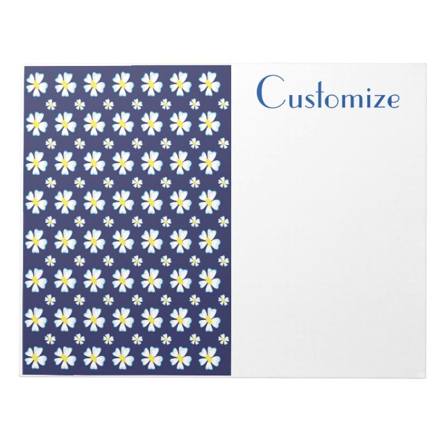 White Flower Pattern Thunder_Cove  Notepad (Front)