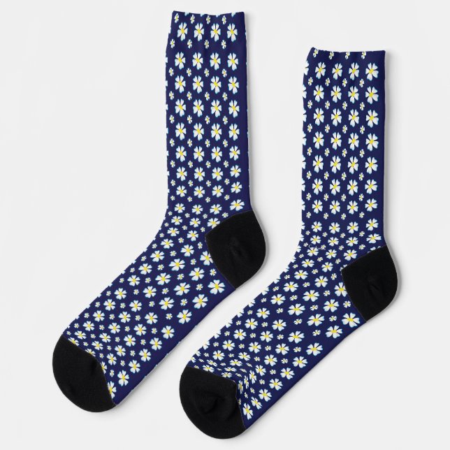 White Flower Pattern Thunder_Cove  Socks (Left)