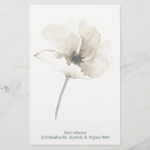 White Flower Personalised Stationery