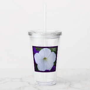 White Flower Photo Beauty for Ashes Bible Verse Acrylic Tumbler