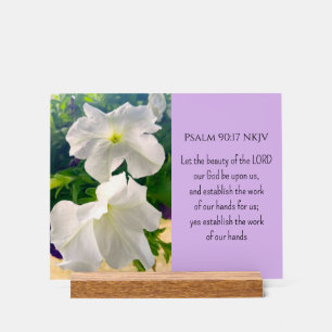 White Flower Photo Bible Verse God's Blessing Acrylic Sign
