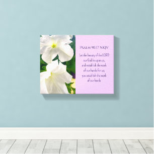 White Flower Photo Bible Verse God's Blessing Canvas Print