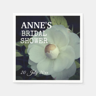 White Flower Photo, Bridal Shower Paper Napkin