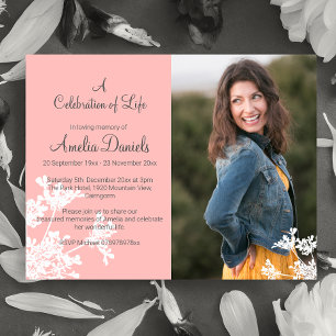 White Flower Photo Celebration of Life Card