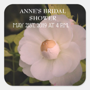 White Flower Photo Sticker Bridal Shower