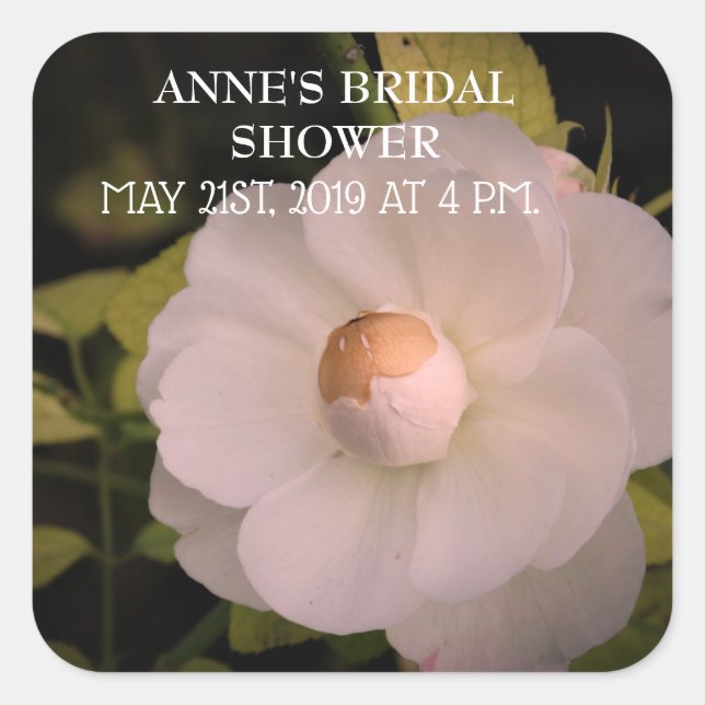 White Flower Photo Sticker Bridal Shower (Front)