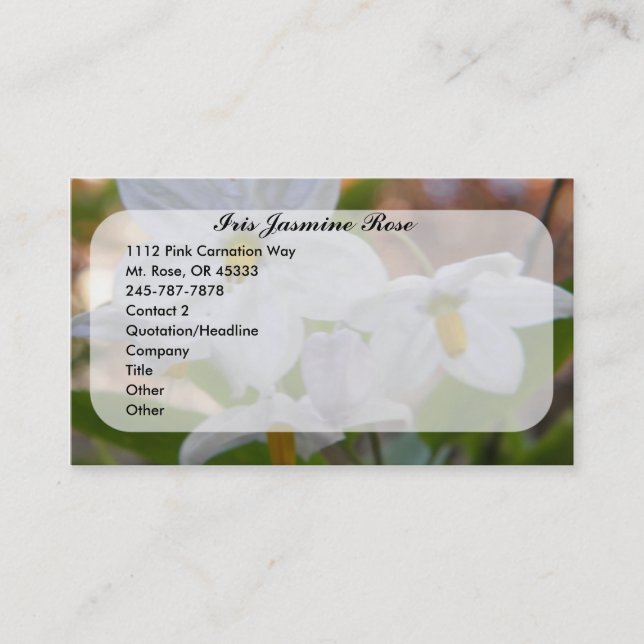 White Flower Photograph Business Card (Front)