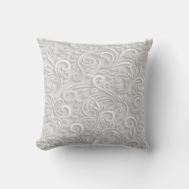 white flower print  cushion (Front)