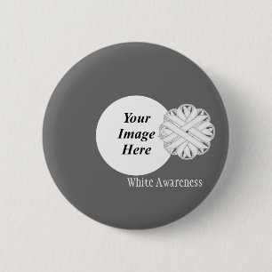 White Flower Ribbon Template by Kenneth Yoncich 6 Cm Round Badge