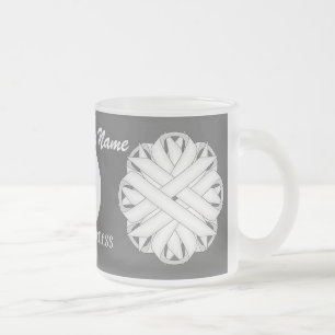 White Flower Ribbon Template by Kenneth Yoncich Frosted Glass Coffee Mug