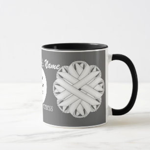 White Flower Ribbon Template by Kenneth Yoncich Mug