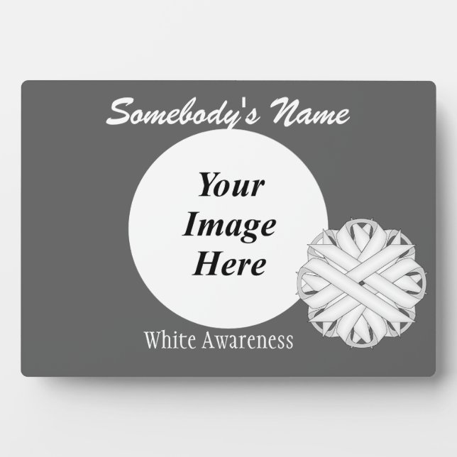 White Flower Ribbon Template by Kenneth Yoncich Plaque (Front)