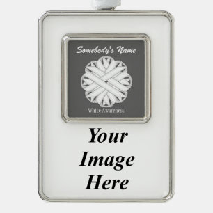 White Flower Ribbon Tmpl (V-I) by Kenneth Yoncich Silver Plated Framed Ornament