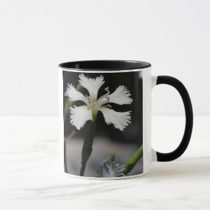 white flower ringer ceramic mug