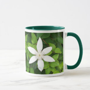 White Flower Ringer Mug