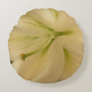 White Flower Round throw cushion, Feminine Cushion