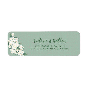 White Flower Sage Green Chinoiserie Cloud Pattern 