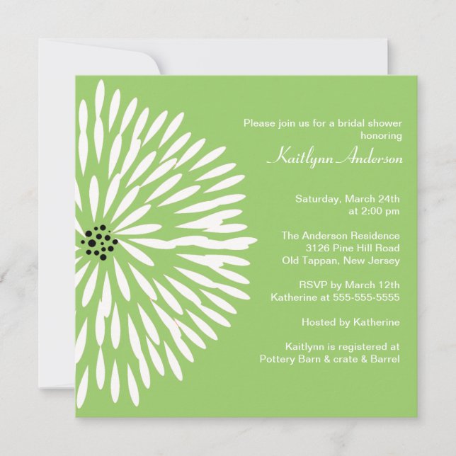 White Flower Sage Spring  Bridal Shower Invitation (Front)