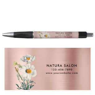 White Flower Salon Business Promotional Rose Gold 