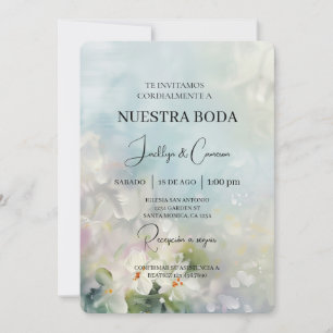 White flower Spanish Wedding Invitation
