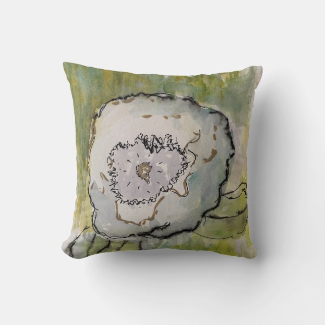 White flower square pillow (Front)