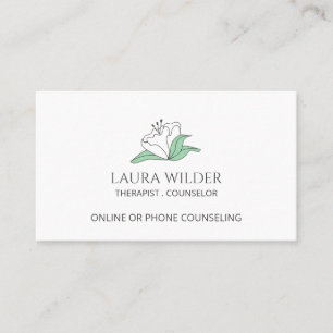 White Flower Therapist Counsellor By Phone Online Business Card