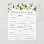 White Flower Wedding Advice Cards with Greenery<br><div class="desc">Our white flower fill in the blank wedding advice cards are a fun activity to have a wedding reception or bridal shower. You can change the heading wording if you would like by using Zazzle's "Personalise this template" tool. Be sure to check out our large selection of coordinating items by...</div>